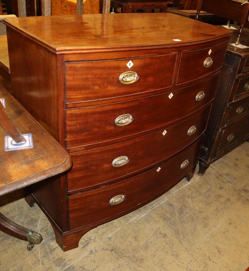 A Regency mahogany bowfront chest, W.105cm, D.54cm, H.102cm